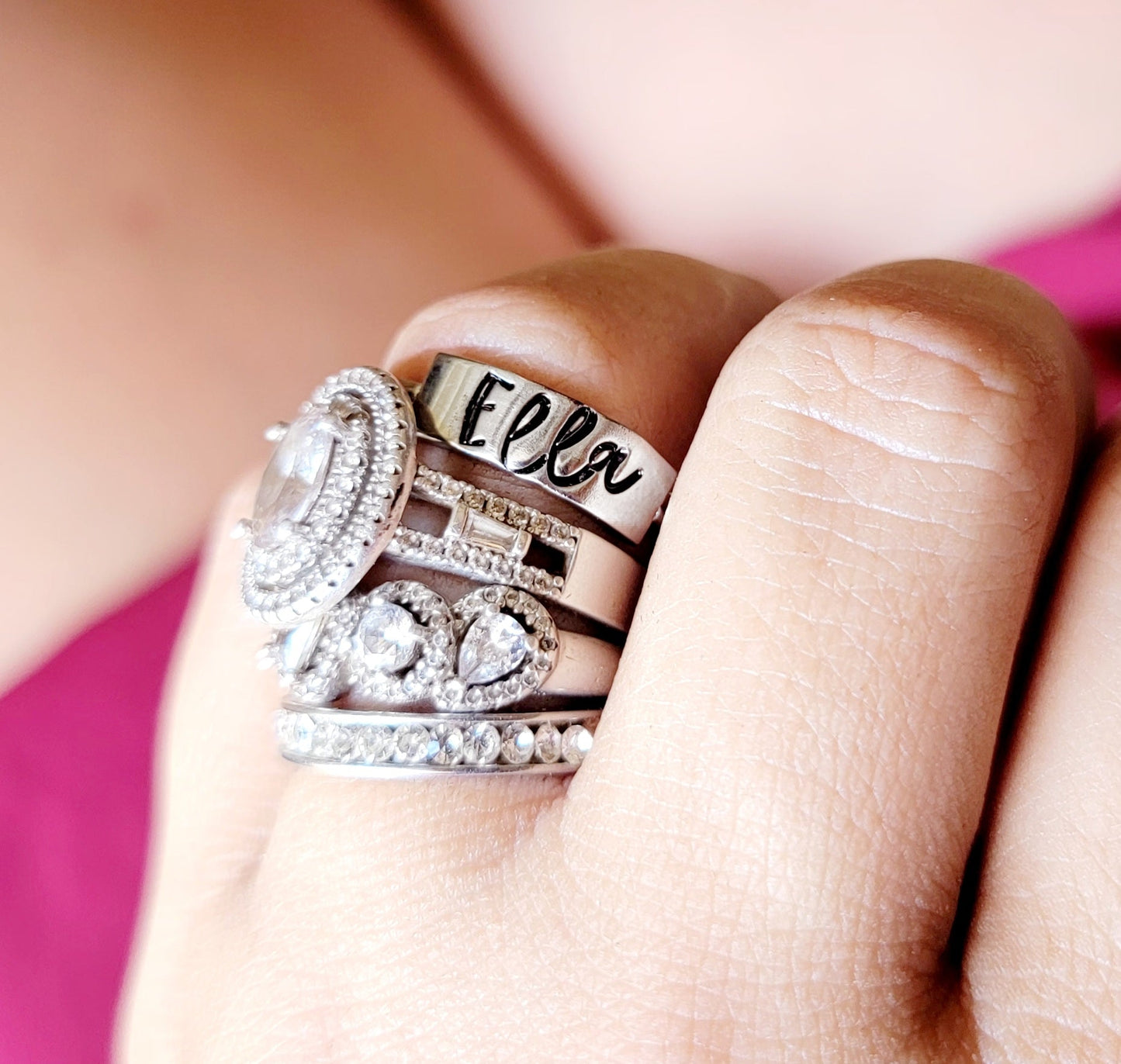 Plate Style Handstamped Ring