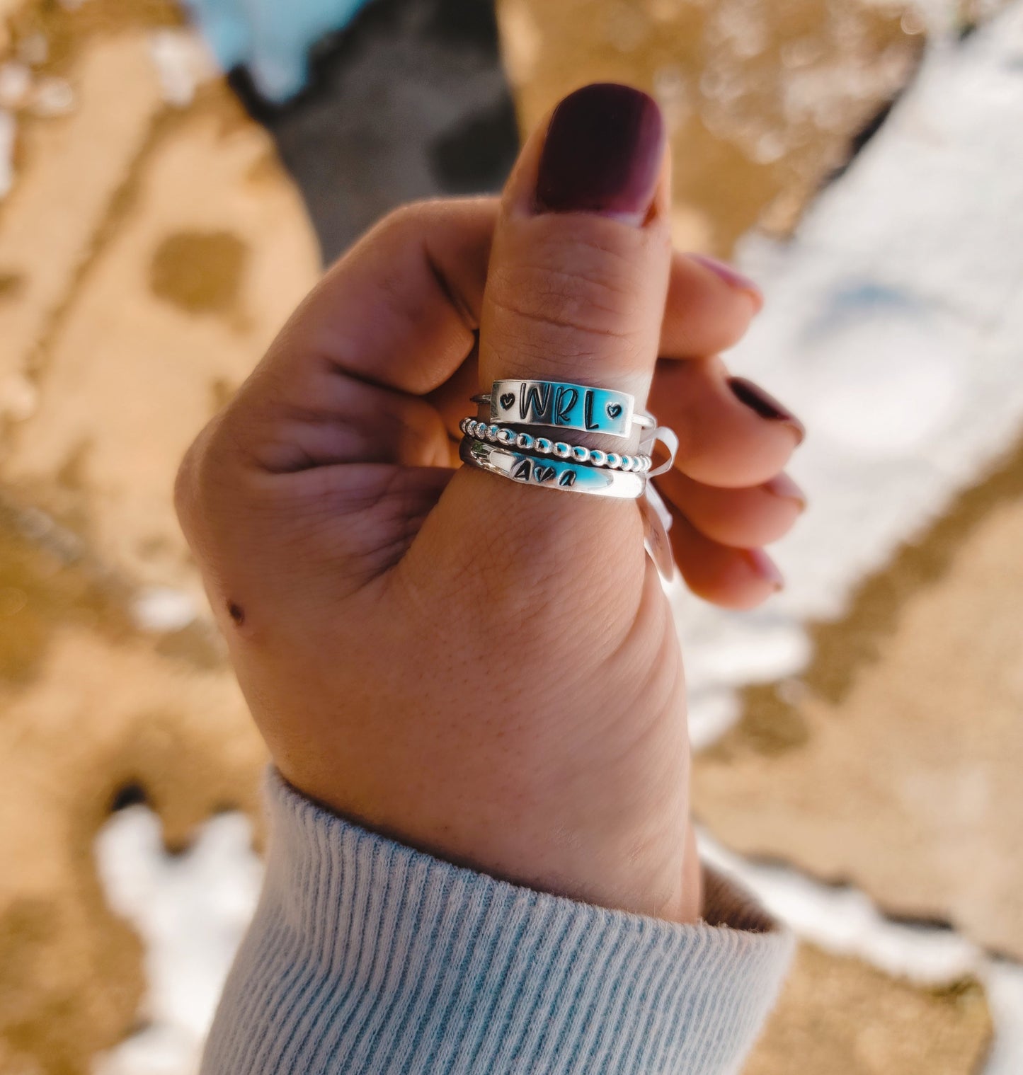 Plate Style Handstamped Ring
