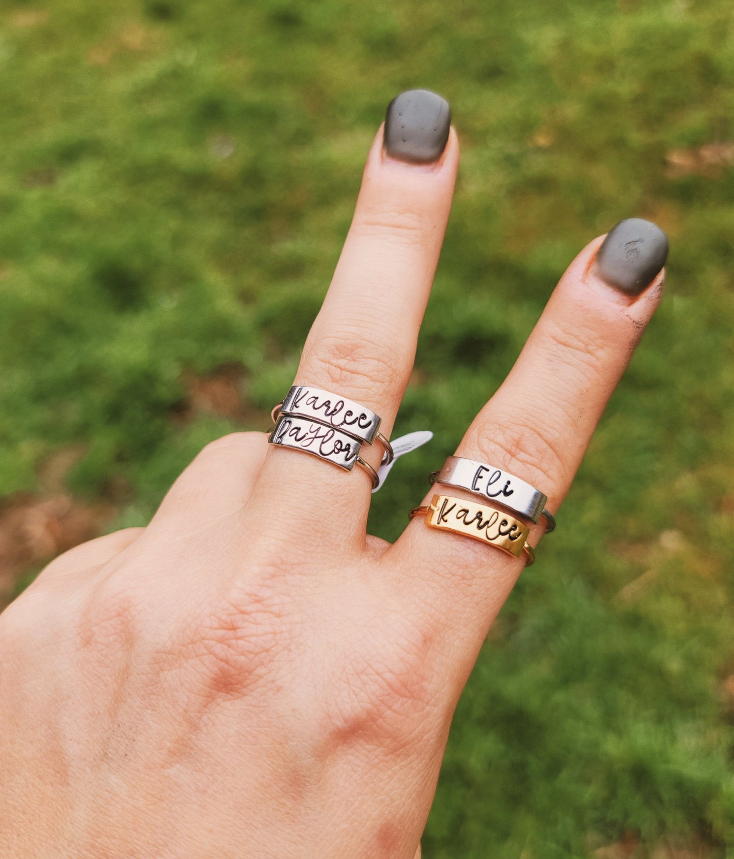Plate Style Handstamped Ring