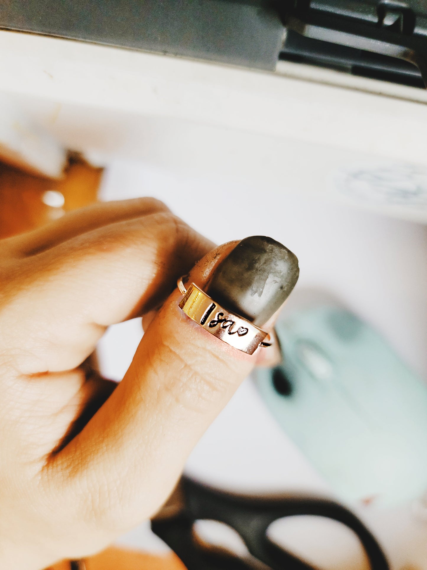 Plate Style Handstamped Ring