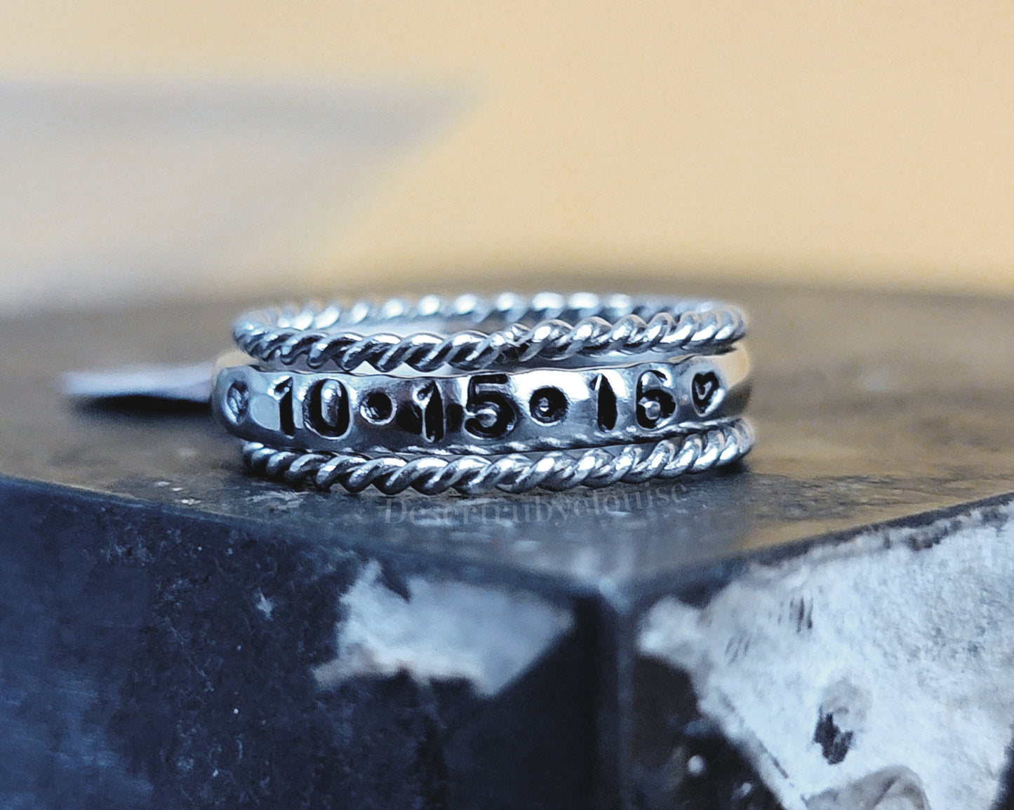 3mm Handstamped Stacking Ring