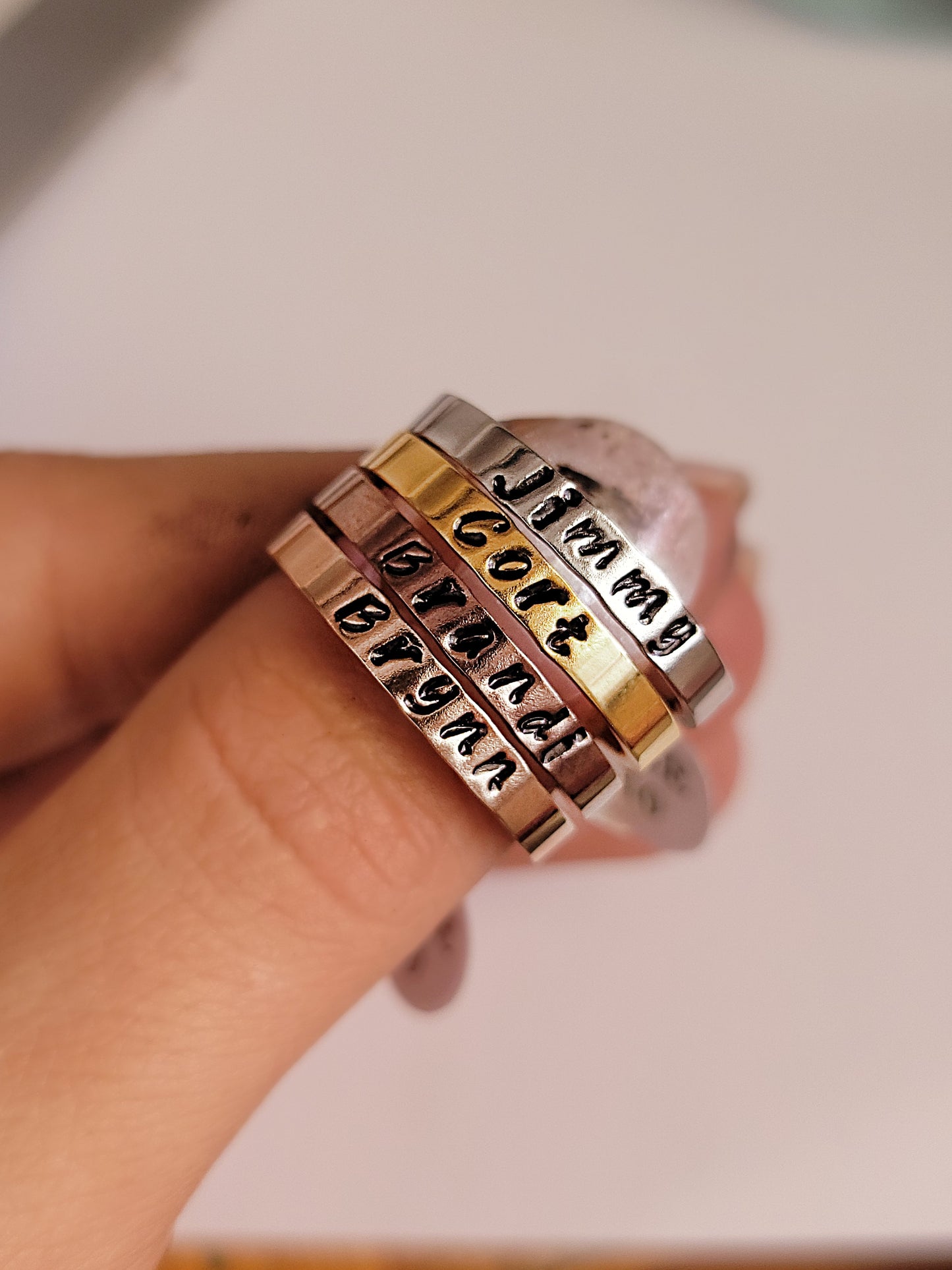 FLAT 3mm Handstamped Stacking Ring