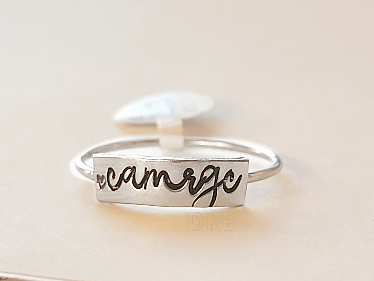 Plate Style Handstamped Ring