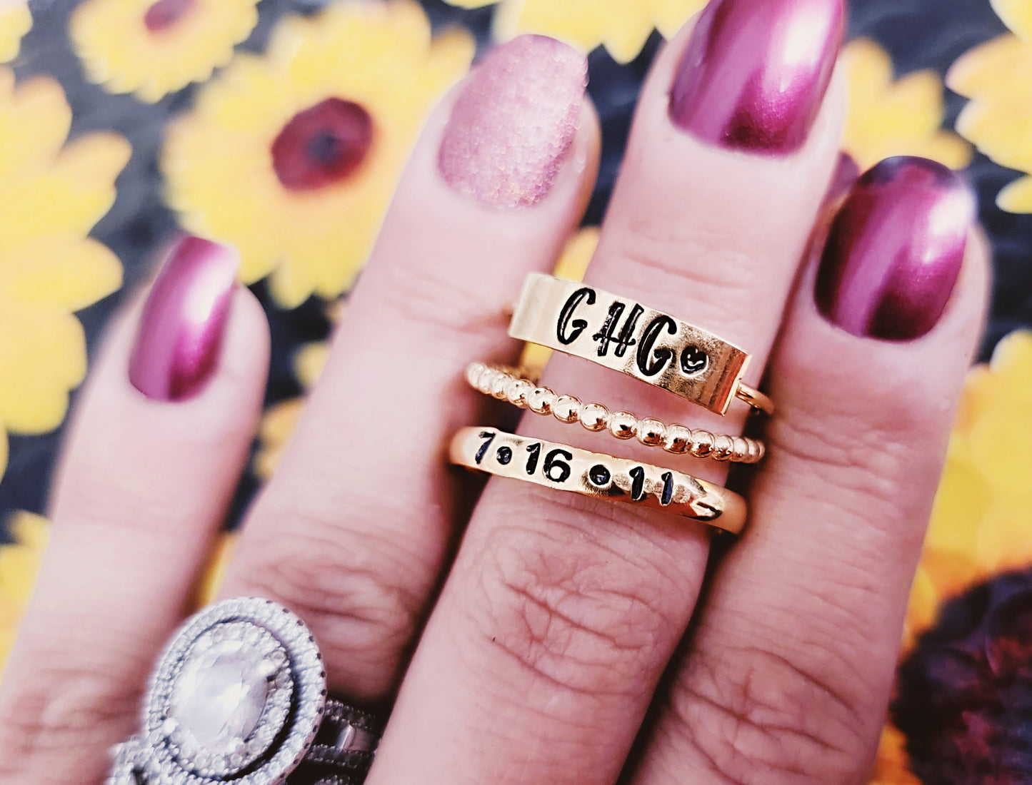 Plate Style Handstamped Ring