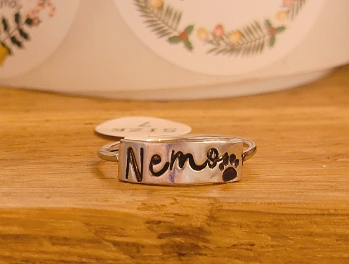 Plate Style Handstamped Ring