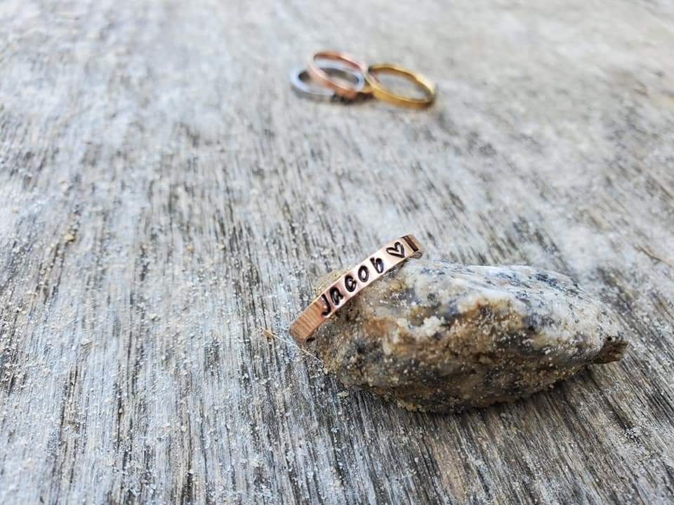 FLAT 3mm Handstamped Stacking Ring