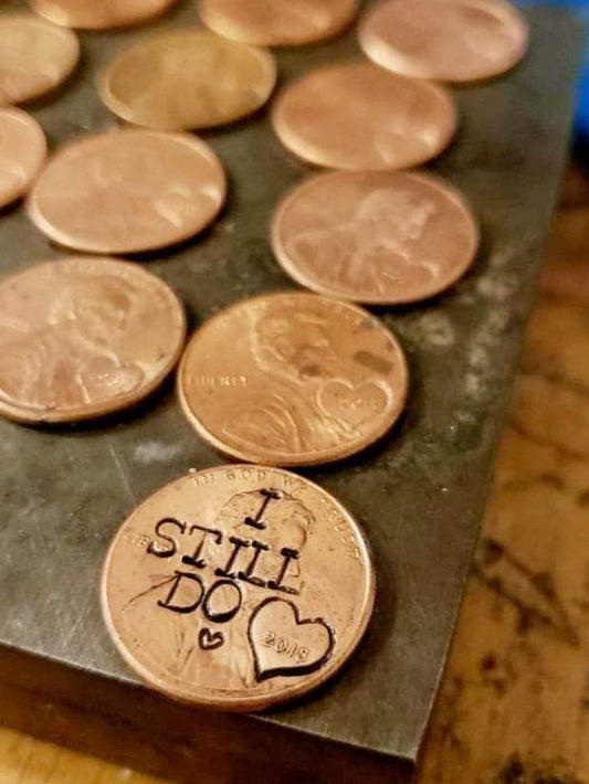 Heart & Date Penny Keyring