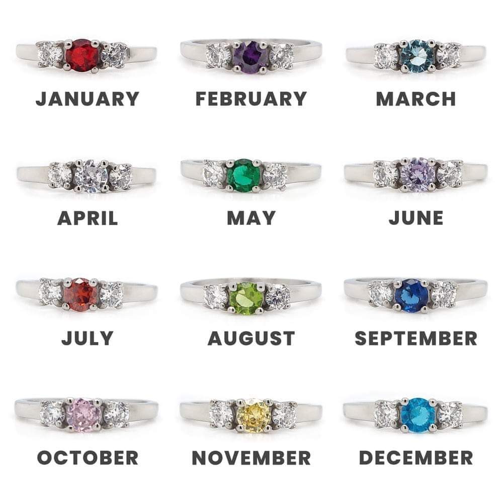 Dainty 3 Stone Birthstone Ring