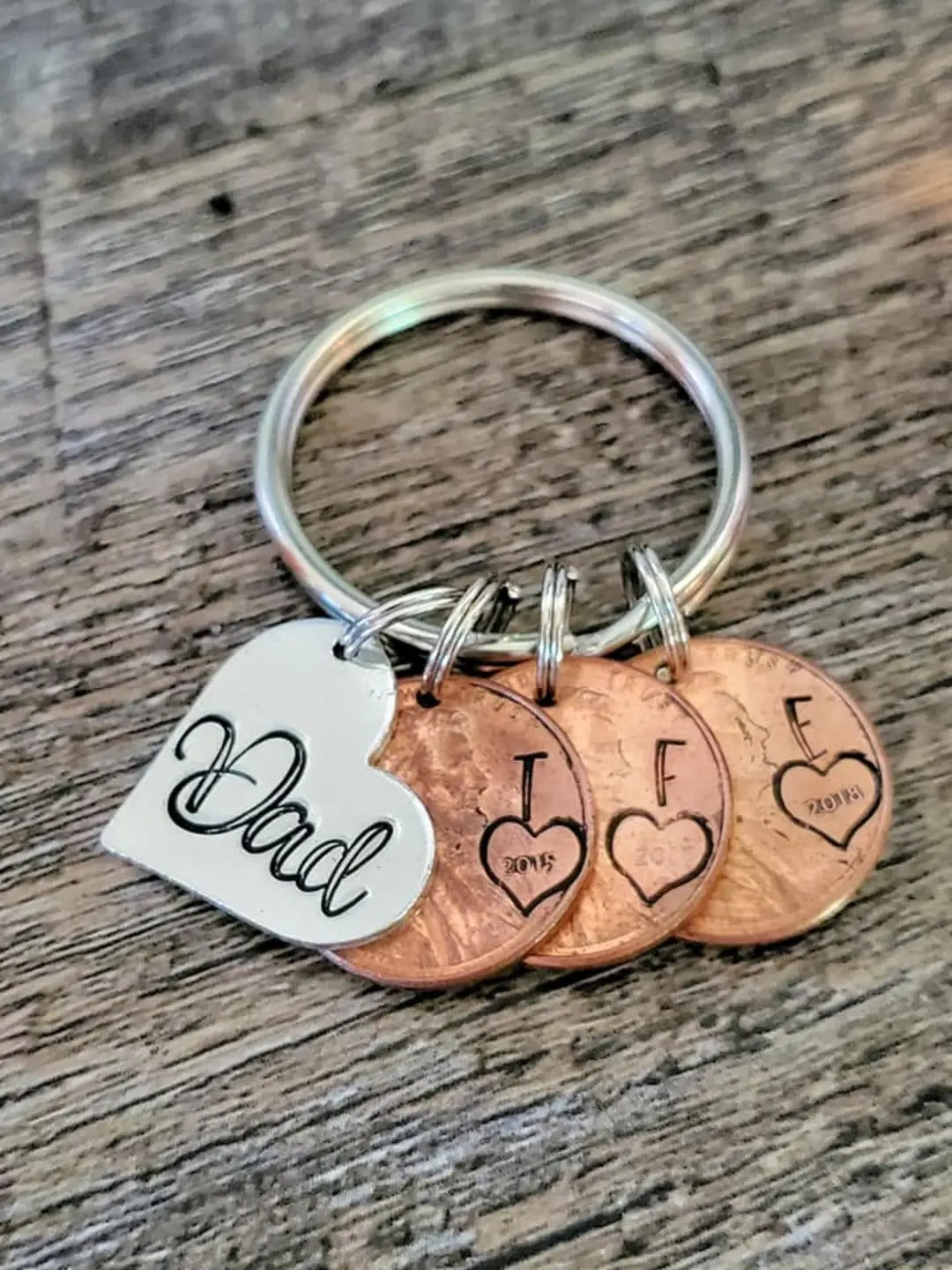Heart & BirthYear Penny Keyring