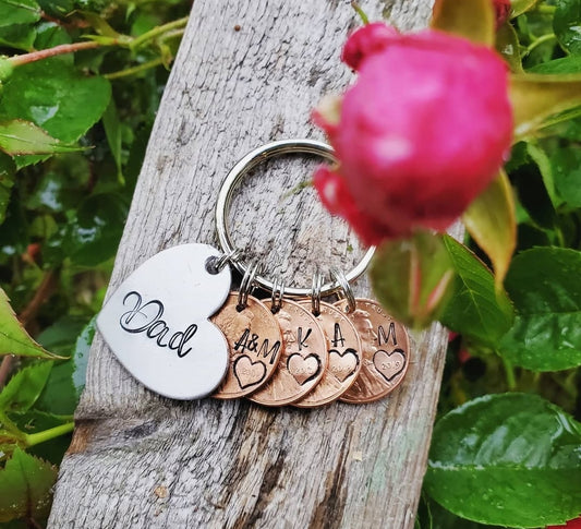 Heart & BirthYear Penny Keyring