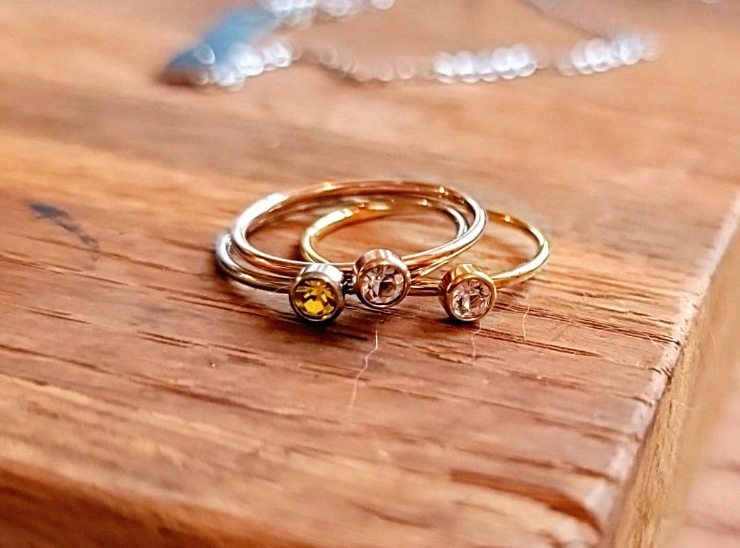 NEW! Birthstone Stacking Ring Gold