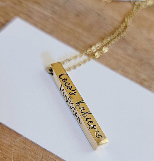 Personalized 4 Side Block Necklace