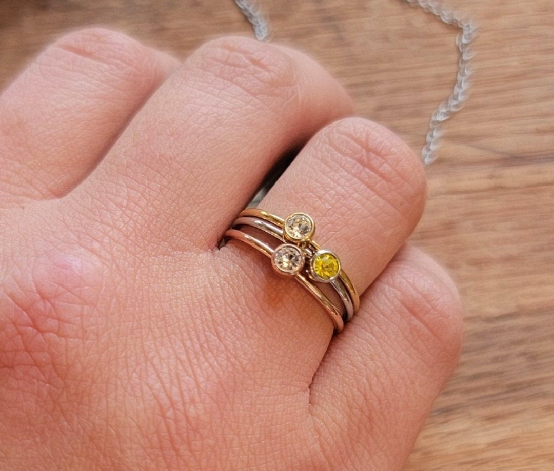 NEW! Birthstone Stacking Ring Gold