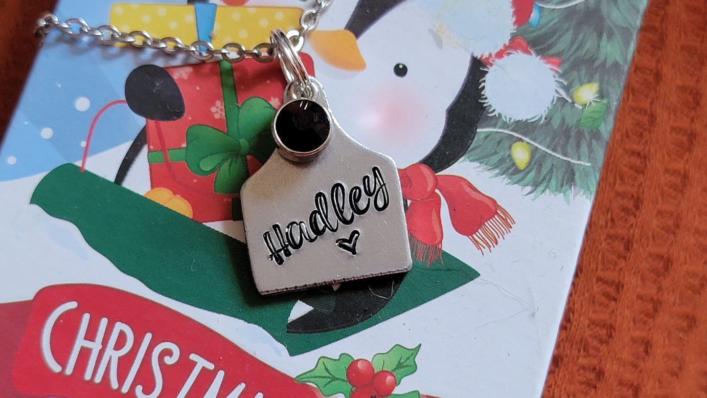 Personalized Cattle Tag Necklace