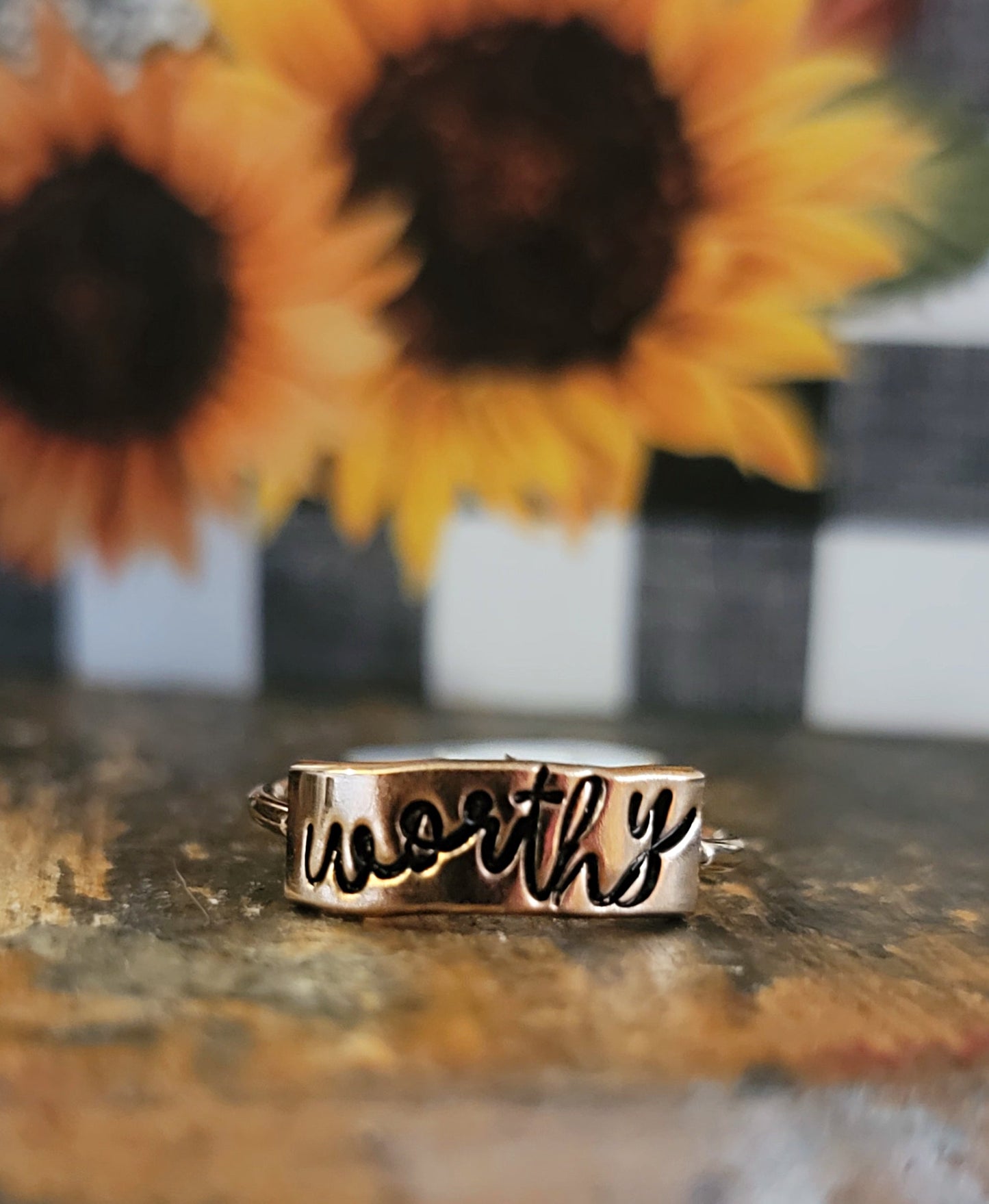 Plate Style Handstamped Ring