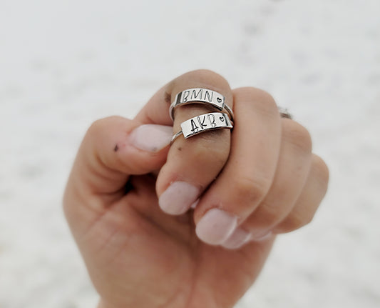 Plate Style Handstamped Ring