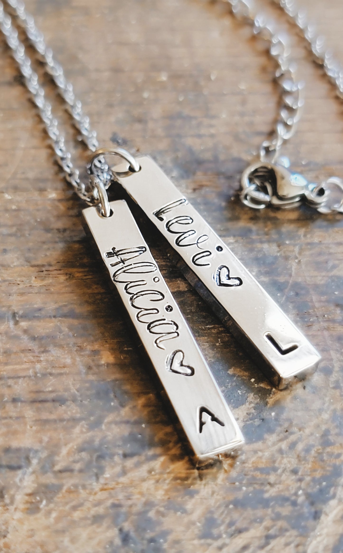 Initial Vertical Bar Necklace