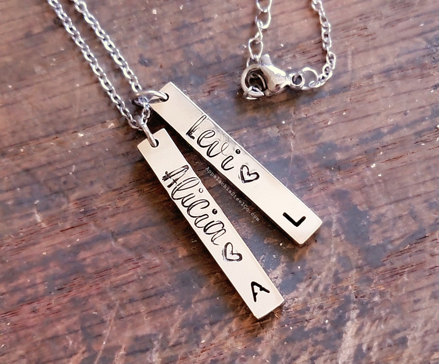 Initial Vertical Bar Necklace