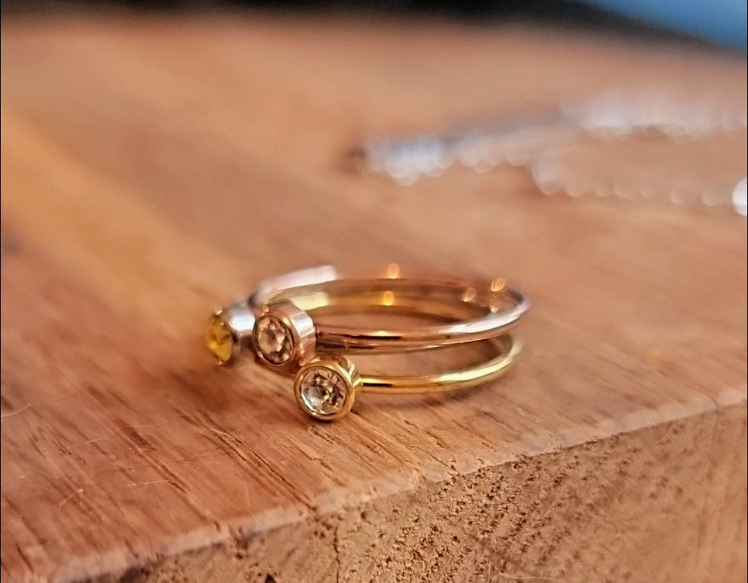 NEW! Birthstone Stacking Ring Gold