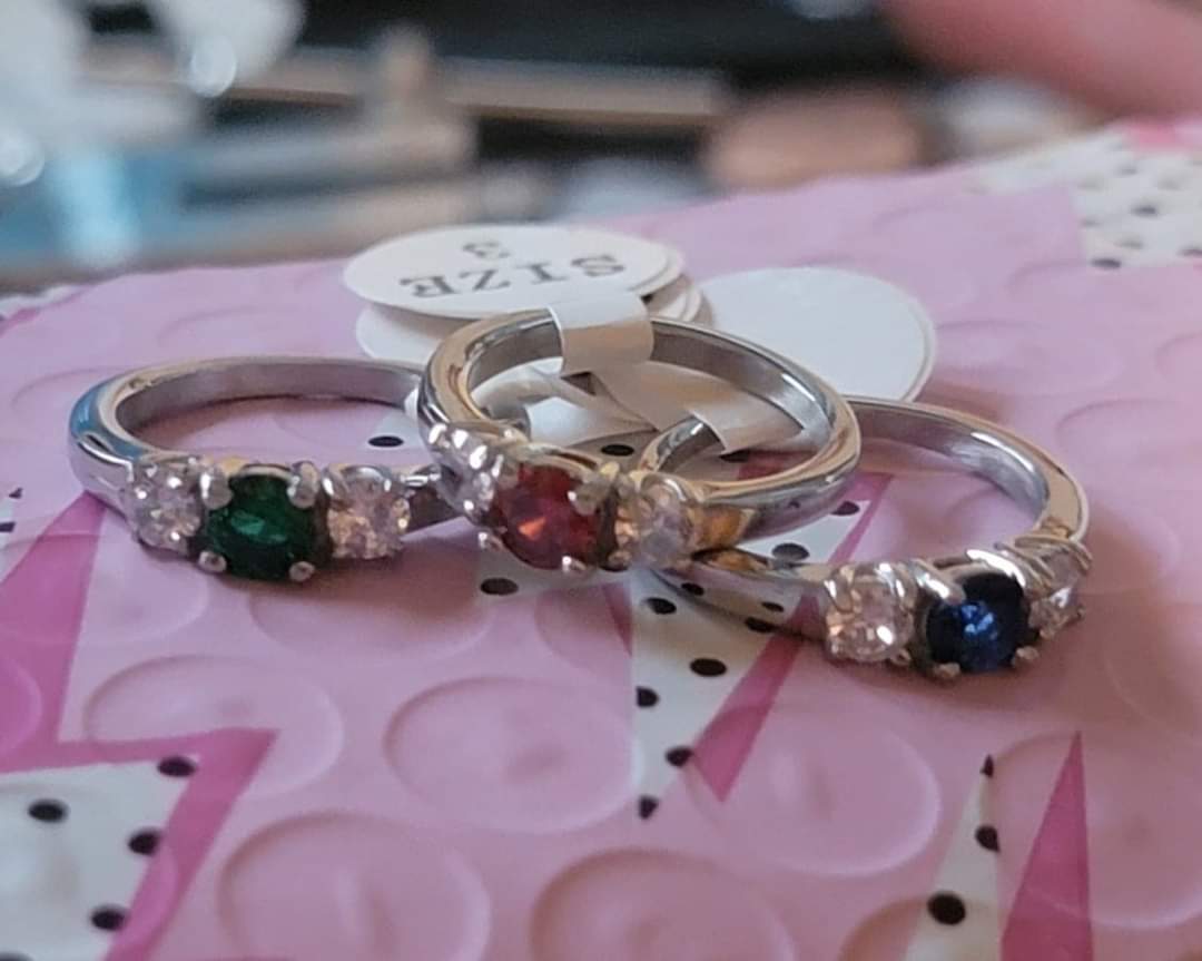 Three Birthstone Mothers Ring Stack