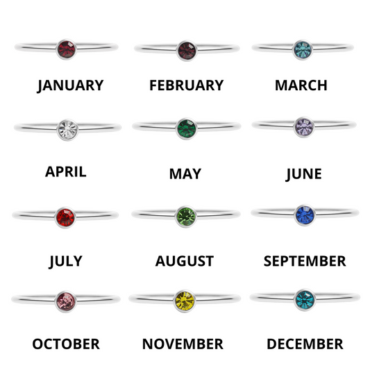 NEW! Birthstone Stacking Ring Silver