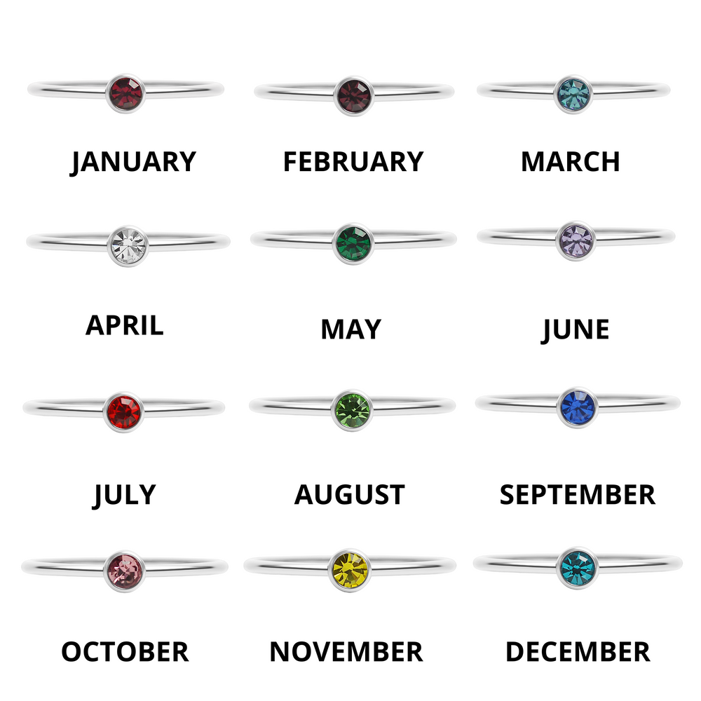 NEW! Birthstone Stacking Ring Silver
