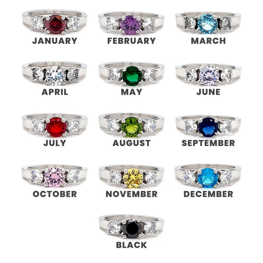Adult 3 Stone Birthstone Ring