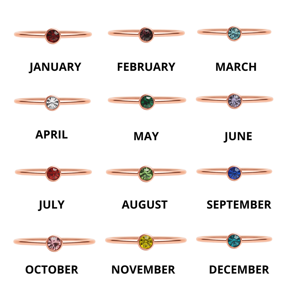 NEW! Birthstone Stacking Ring Rose Gold